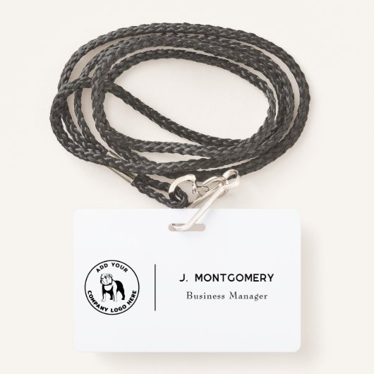 Minimalistisches Firmenlogo Mitarbeiter von Tech Ausweis (Vorderseite mit Schlüsselband)