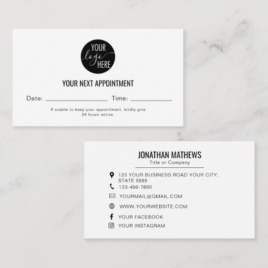 Minimalistisches Firmenlogo nächste Terminkarten Terminkarte (Vorne/Hinten)