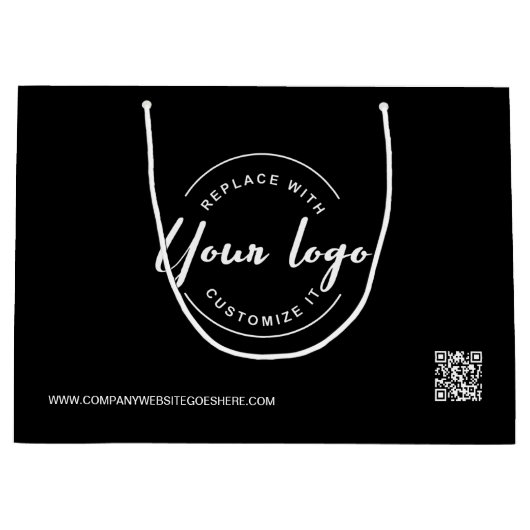 Minimalistisches Firmenlogo QR-Code Große Geschenktüte (Vorderseite)