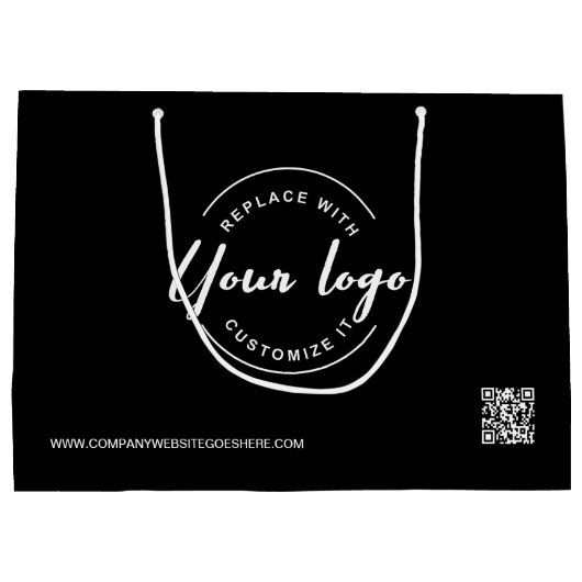 Minimalistisches Firmenlogo QR-Code Große Geschenktüte (Rückseite)