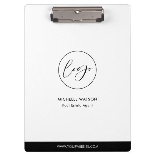 Minimalistisches Firmenlogo Schwarz/Weiß Klemmbrett (Vorderseite)