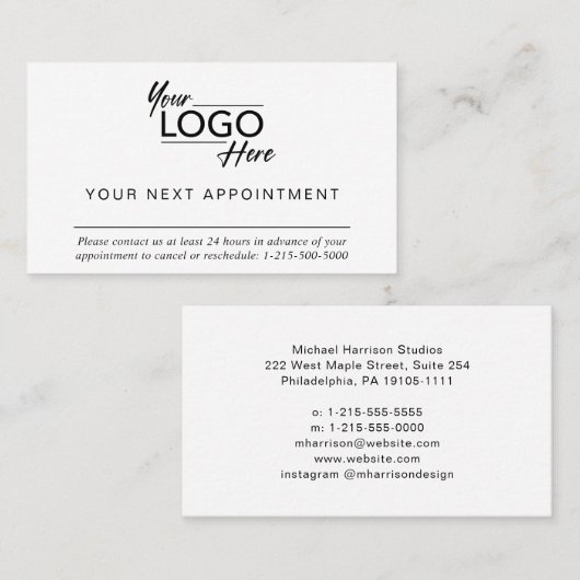 Minimalistisches Firmenlogo Terminkarte (Vorne/Hinten)