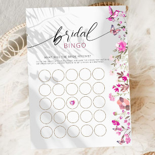 Minimalistisches Floral Ruby Rose Bridal Bingo Gam