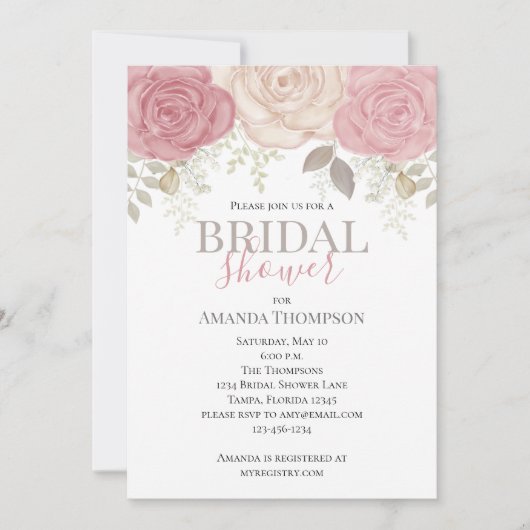 Minimalistisches floral Simple Burgundy Brautparty Einladung (Vorderseite)