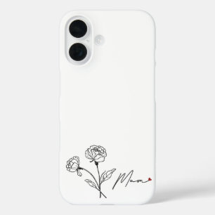 Minimalistisches florales Geschenk für Mama mit He iPhone 16 Hülle