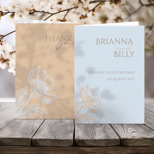 Minimalistisches florales Hochzeitsprogramm Programm