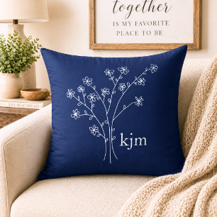 Minimalistisches florales Monogramm Kissen