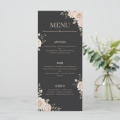 Minimalistisches Florales Schwarzes Restaurant- od Programm (Stehend Vorderseite)