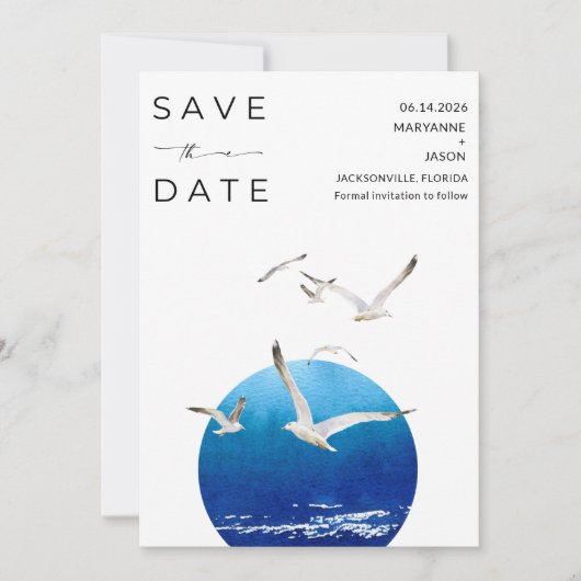 Minimalistisches Florida Beach Wedding Foto Save The Date (Vorderseite)