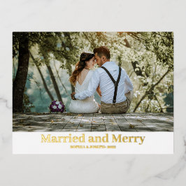 Minimalistisches Foil Merry und Verheiratetes fris Folien Feiertagspostkarte