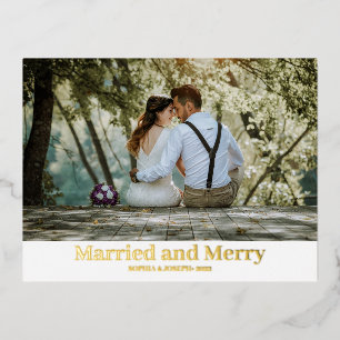Minimalistisches Foil Merry und Verheiratetes fris Folien Feiertagspostkarte