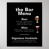 Minimalistisches Formal Black Wedding Bar Menu Pos Poster (Vorne)