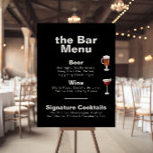 Minimalistisches Formal Black Wedding Bar Menu Pos Poster