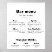 Minimalistisches Formal Wedding Bar Menu Poster (Vorne)