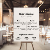 Minimalistisches Formal Wedding Bar Menu Poster