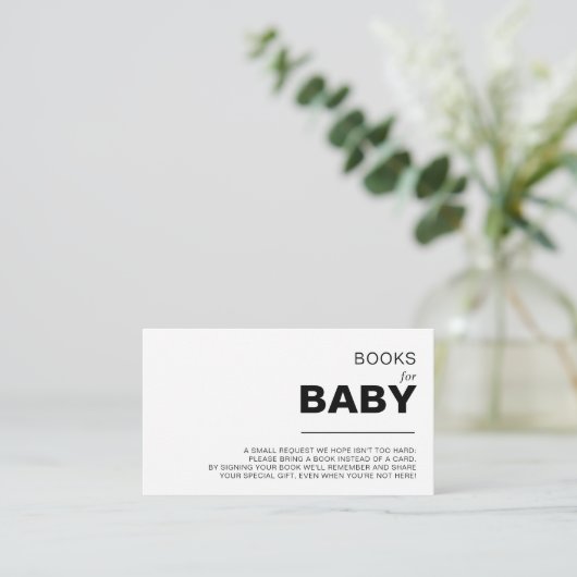 Minimalistisches formales Babyduschbuch Begleitkarte (Stehend Vorderseite)