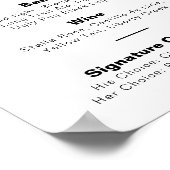 Minimalistisches formales Hochzeitmenü Bar Poste Poster (Ecke)