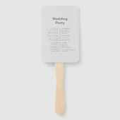 Minimalistisches formales Hochzeitsprogramm Fächer (Rückseite)