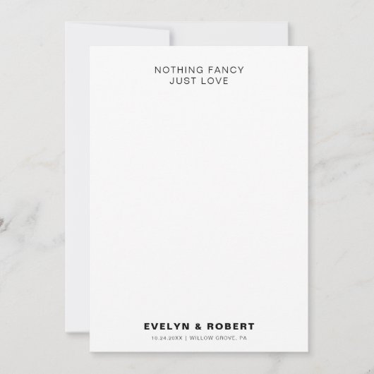 Minimalistisches formales Nichts Extravagant nur L Einladung (Vorderseite)