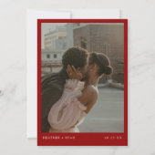 Minimalistisches formales Red Wedding Foto Save The Date (Rückseite)