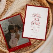 Minimalistisches formales Red Wedding Foto Save The Date
