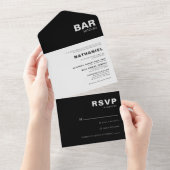 Minimalistisches formelles Elegant Black Bar Mitzv All In One Einladung (Abreißen)