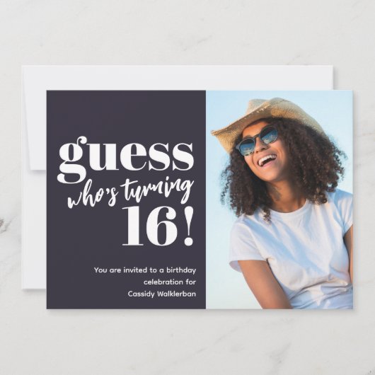 Minimalistisches Foto 16. Geburtstag Einladung (Vorderseite)