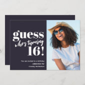 Minimalistisches Foto 16. Geburtstag Einladung (Vorne/Hinten)