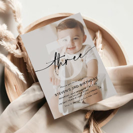 Minimalistisches Foto 3. Geburtstag Einladung