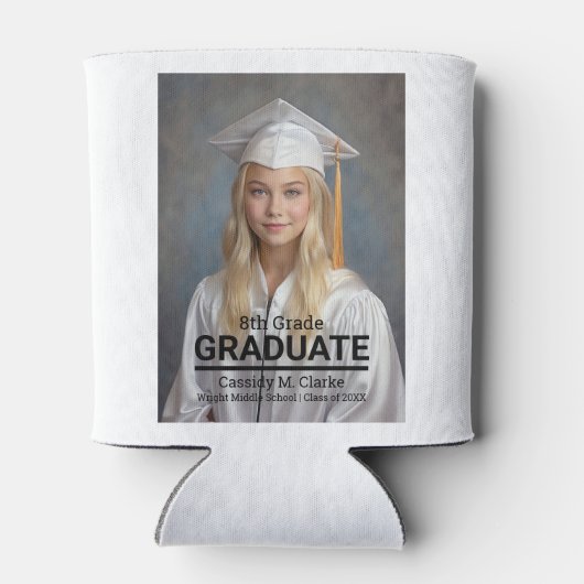 Minimalistisches Foto 8. Klasse Abschluss Dosenkühler (Rückseite)