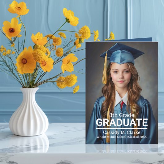 Minimalistisches Foto 8. Klasse Abschluss Einladung