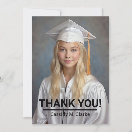 Minimalistisches Foto 8. Klasse Abschluss Vielen D Dankeskarte (Vorderseite)