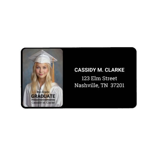 Minimalistisches Foto Abschluss 8. Klasse Adressaufkleber (Vorne)