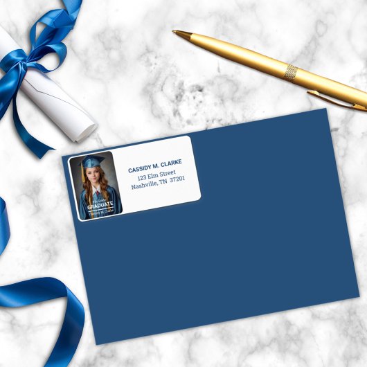 Minimalistisches Foto Abschluss 8. Klasse Adressaufkleber