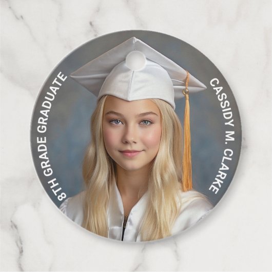 Minimalistisches Foto Abschluss 8. Klasse Geschenkanhänger (Vorderseite)