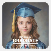 Minimalistisches Foto Abschluss 8. Klasse Siegel Quadratischer Aufkleber (Vorderseite)