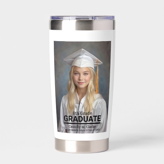 Minimalistisches Foto Abschluss 8. Klasse Thermobecher (Vorderseite)