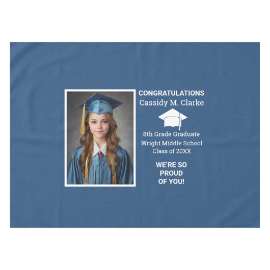 Minimalistisches Foto Abschluss 8. Klasse Tischdecke (Vorderseite (Horizontal))