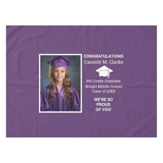 Minimalistisches Foto Abschluss 8. Klasse Tischdecke (Vorderseite (Horizontal))