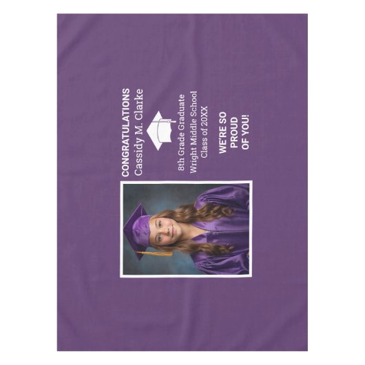 Minimalistisches Foto Abschluss 8. Klasse Tischdecke (Vorderseite)