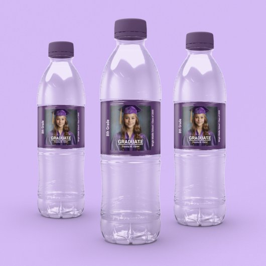 Minimalistisches Foto Abschluss 8. Klasse Wasserflaschenetikett