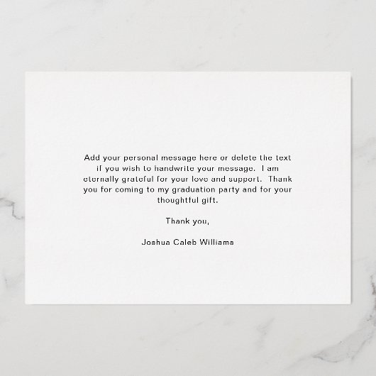 Minimalistisches Foto Abschluss Danke Karte (Rückseite)