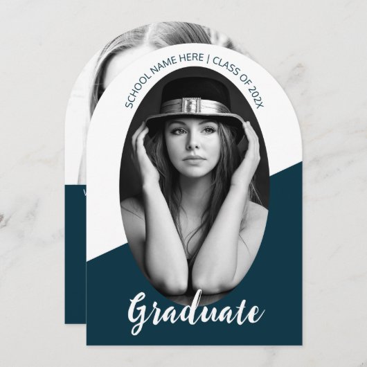 Minimalistisches Foto Abschluss Einladung (Vorne/Hinten)