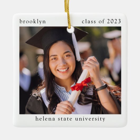 Minimalistisches Foto Abschluss Keepake Keramikornament (Vorderseite)