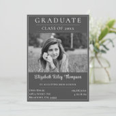 Minimalistisches Foto Abschluss Open House | Grau Einladung (Stehend Vorderseite)