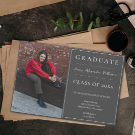 Minimalistisches Foto Abschluss Open House | Grau Einladung