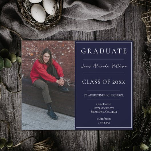 Minimalistisches Foto Abschluss Open House | Marin Einladung