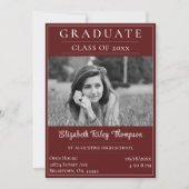 Minimalistisches Foto Abschluss Open House | Rot Einladung (Vorderseite)