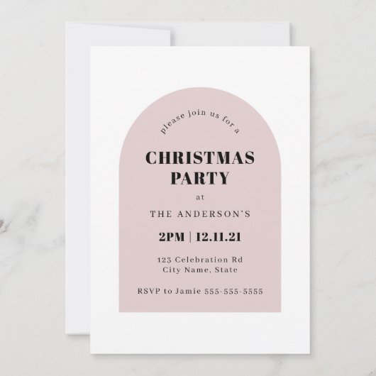 Minimalistisches Foto Arch Rosa Party Einladung (Rückseite)