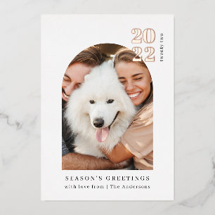 Minimalistisches Foto Arch Rosa Weihnachtsfest Par Folieneinladung